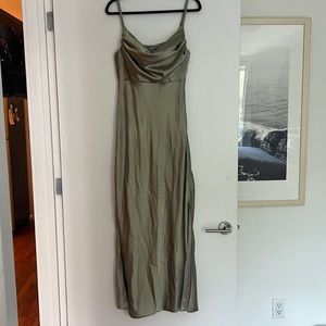 Revelry size 8 satin sage bridesmaid dress